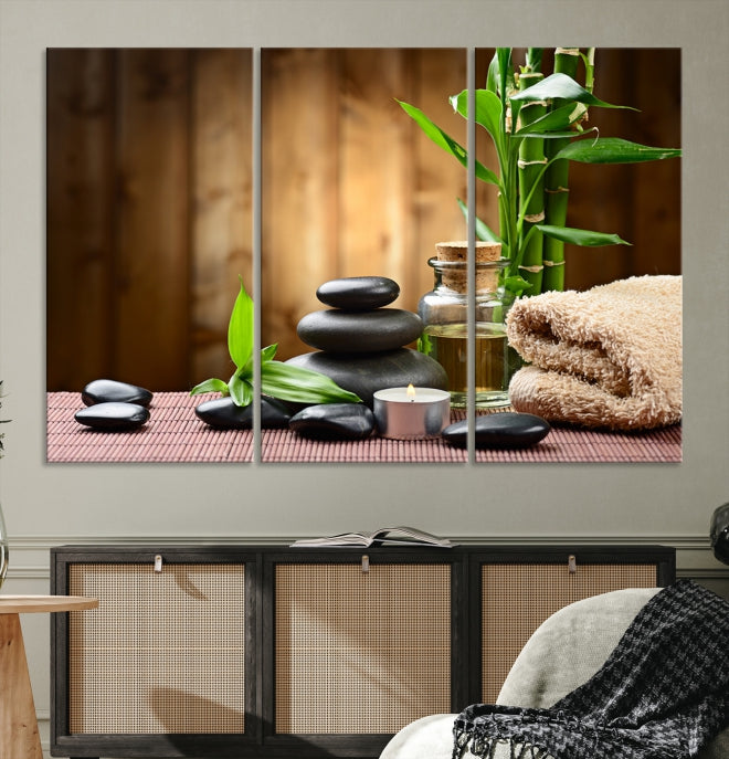 Bamboo and Zen Stones Wall Art Canvas Print