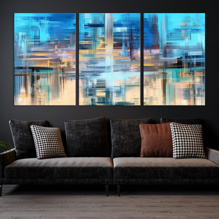 Contemporary Work of Art Blue Abstract Canvas Painting Wall Art Canvas Print