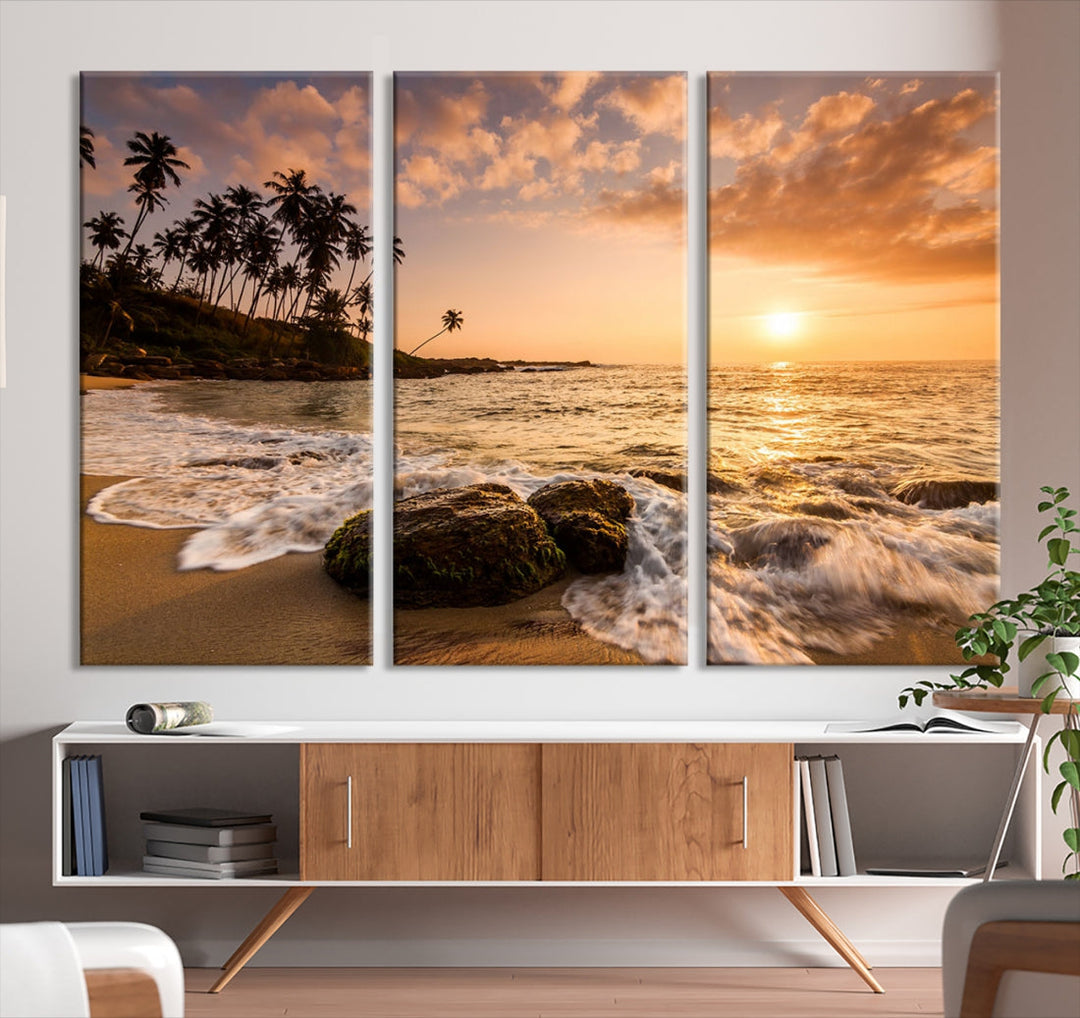Tropical Island Sunset Sunrise Wall Art Canvas Print