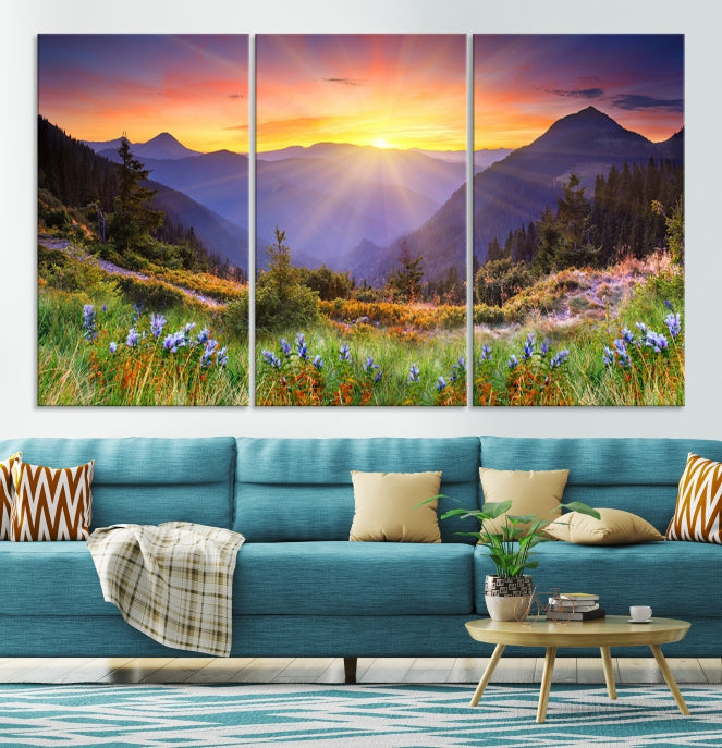 Mountain and Spring Wall Art Canvas Print