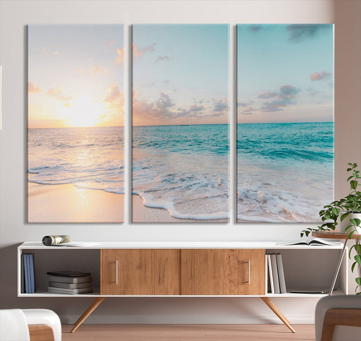 Sunset Beach Art Ocean Vibes Art mural Impression sur toile