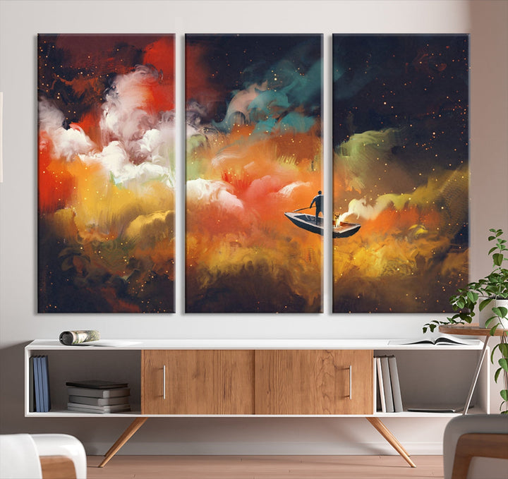 Impresión artística de pared en lienzo de viaje al espacio exterior
