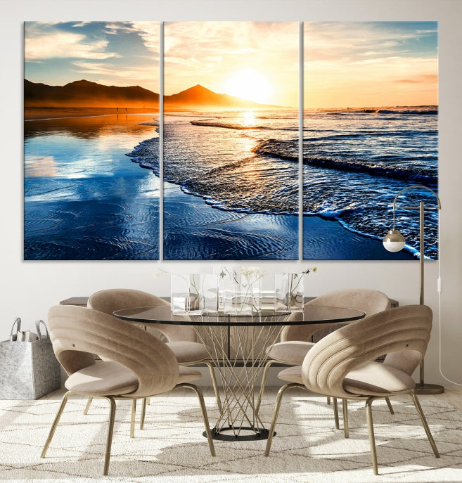 Art mural plage et coucher de soleil Impression sur toile