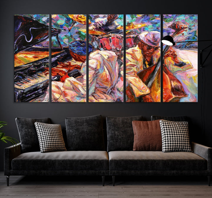 Colorido Jazz pintura abstracta lienzo pared arte impresión extra grande arte afroamericano decoración de la pared