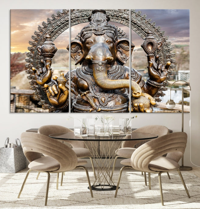 Statue du dieu éléphant hindou Ganesha Wall Art Impression sur toile