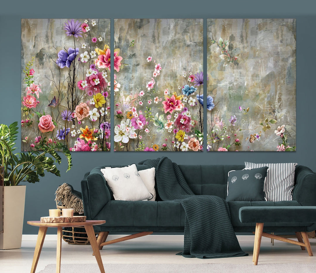 Pintura de flores acogedoras sobre lienzo Arte de pared extra grande Impresión de lienzo floral