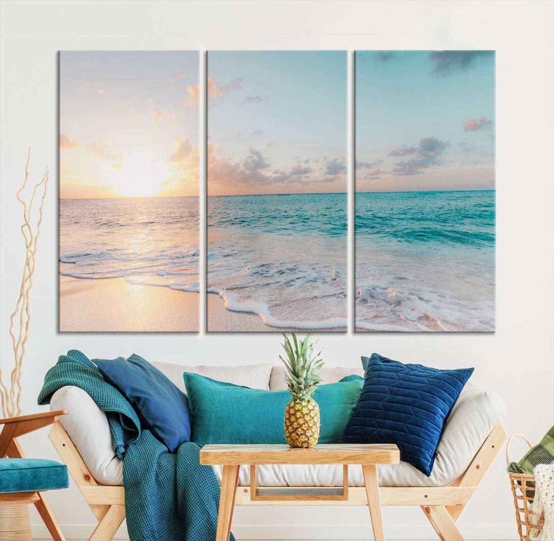 Arte de la pared de Sunset Beach Art Ocean Vibes Lienzo