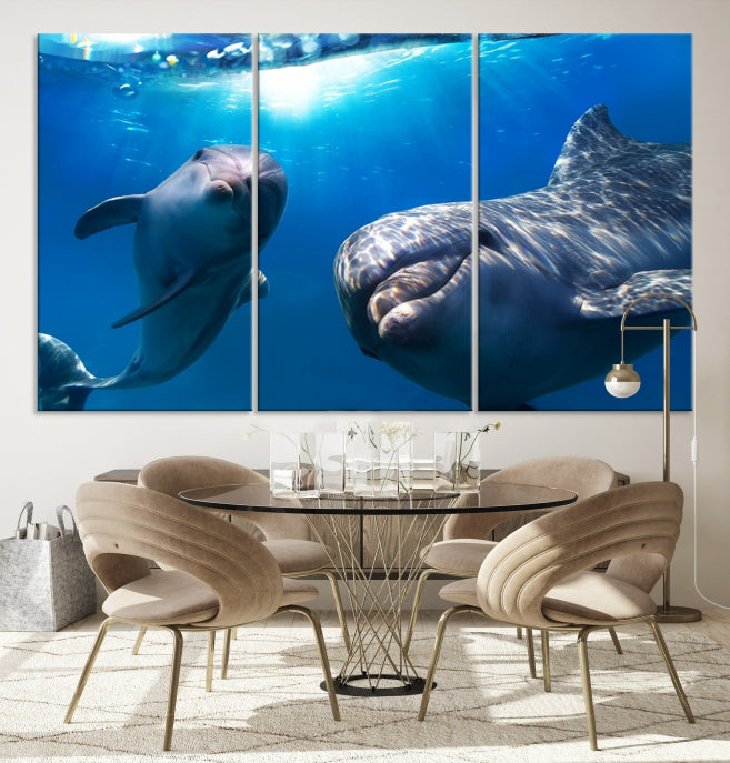 Dolphin Wall Art Underwater Canvas Print