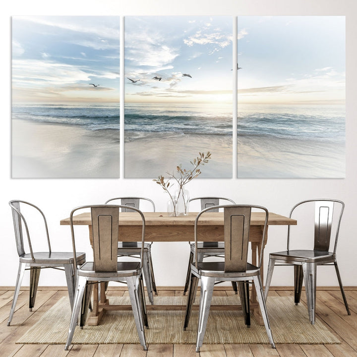 Arte de pared de lienzo enmarcado - Vuelo sobre la playa costera paisaje fotografía impresión- Galería Giclee Wrap arte casero moderno decoración ecléctica de la pared 
