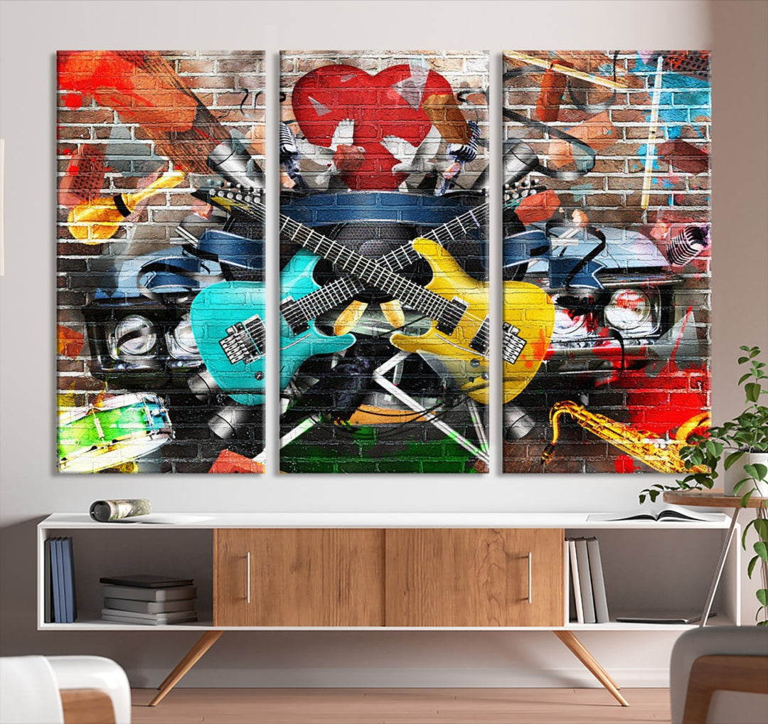 Colorful Instruments Collage Wall Art Canvas Print