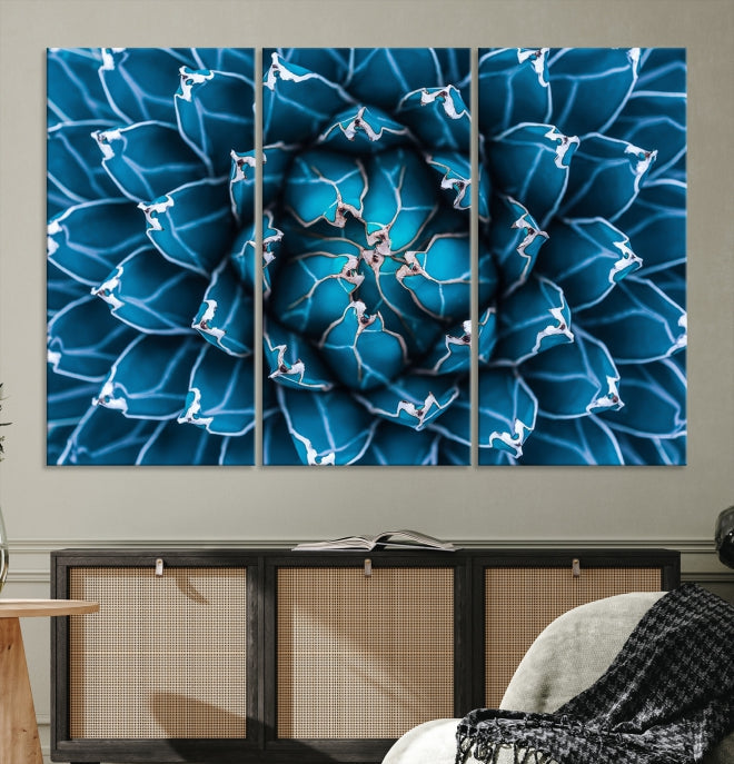 Impresión en lienzo de arte de pared grande con flor de agave azul Éxito