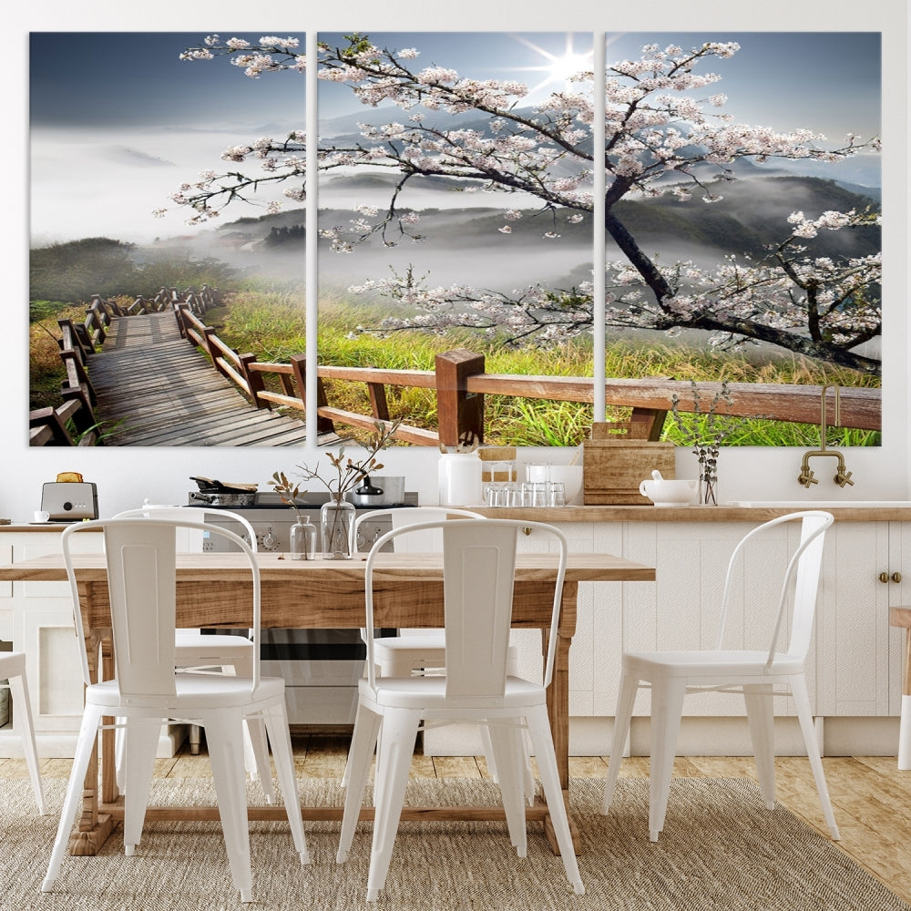 Impression sur toile Sakura Blossom, impression d'art mural de montagne