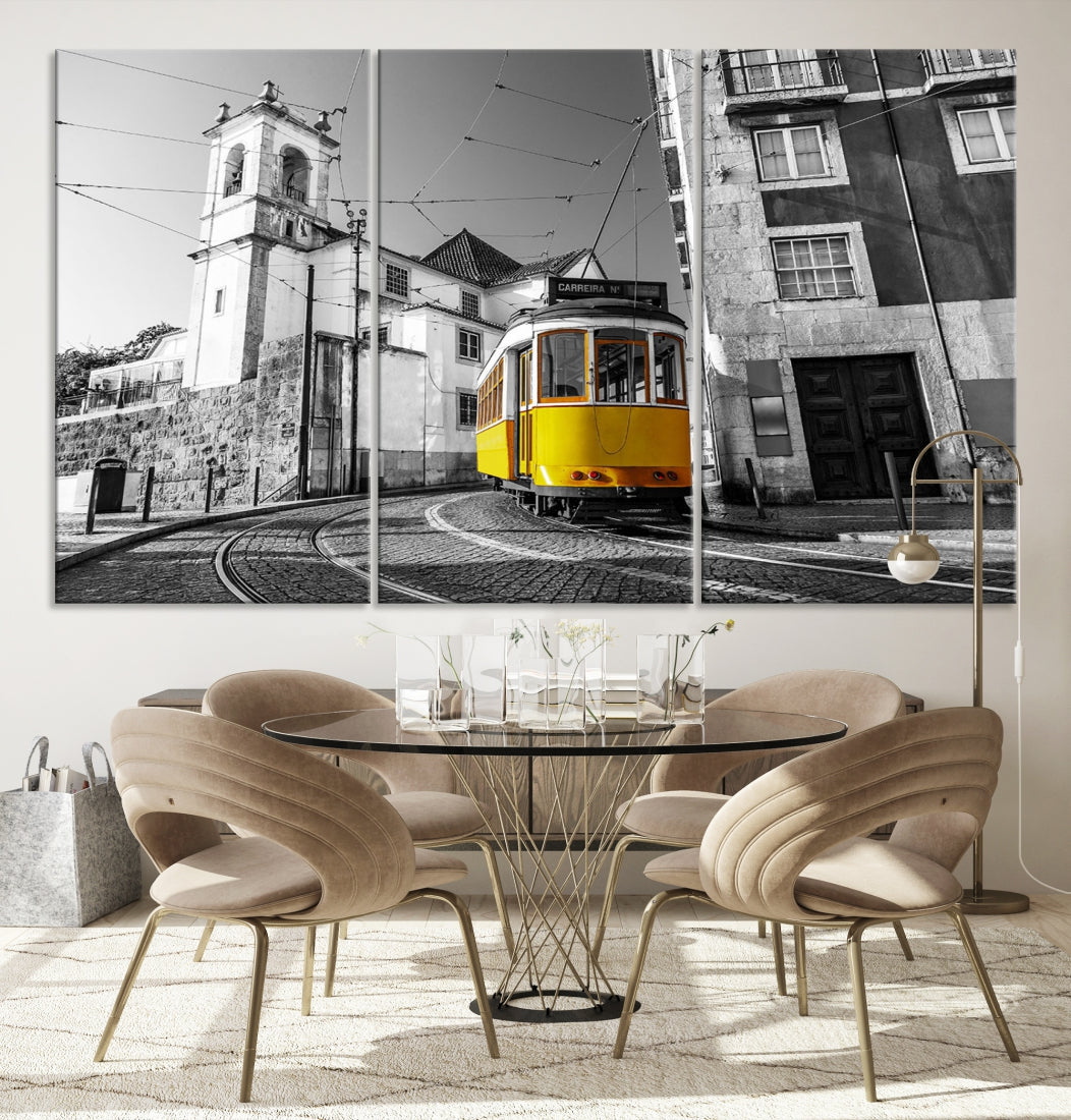 Yellow Lisbon Tram Canvas Wall Art Print