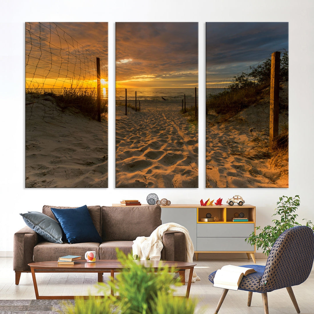 Mesmerizing Beach Way to Sunset Canvas Wall Art