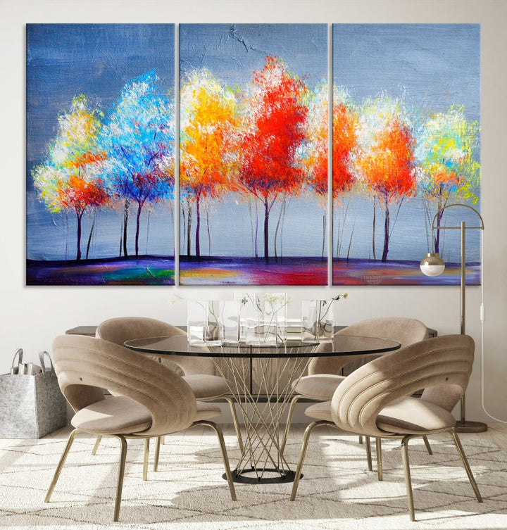Arte abstracto de la pared de los árboles coloridos Lienzo
