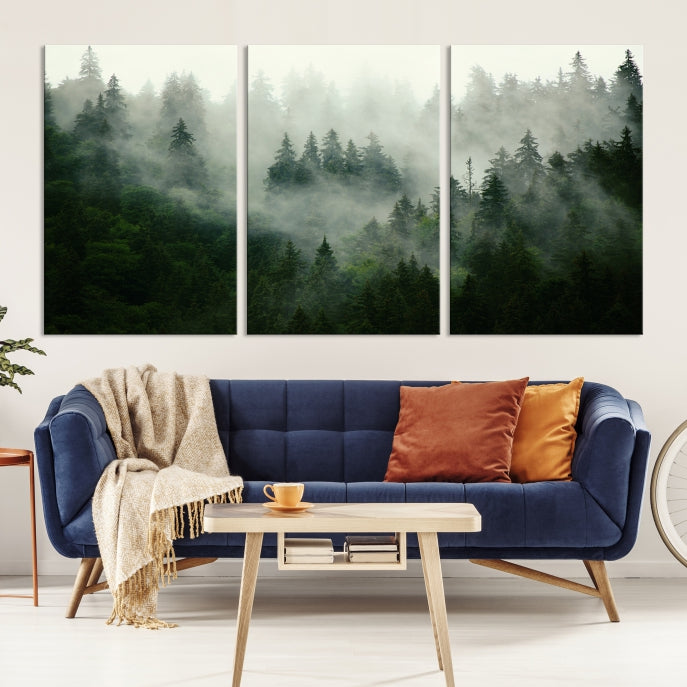 Stunning Misty Forest Landscape Wall Art Canvas Print