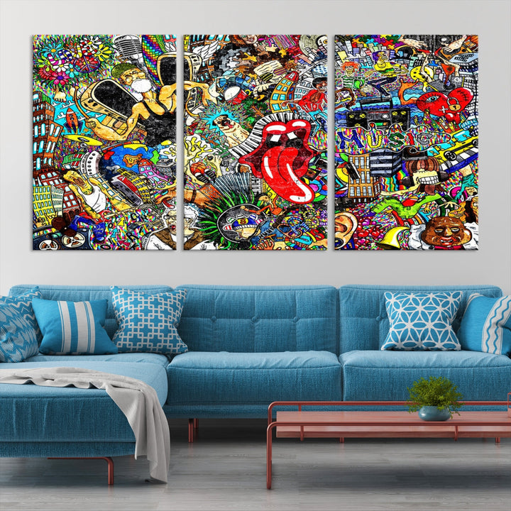 Crazy Colors Music Vibes Wall Art Canvas Print