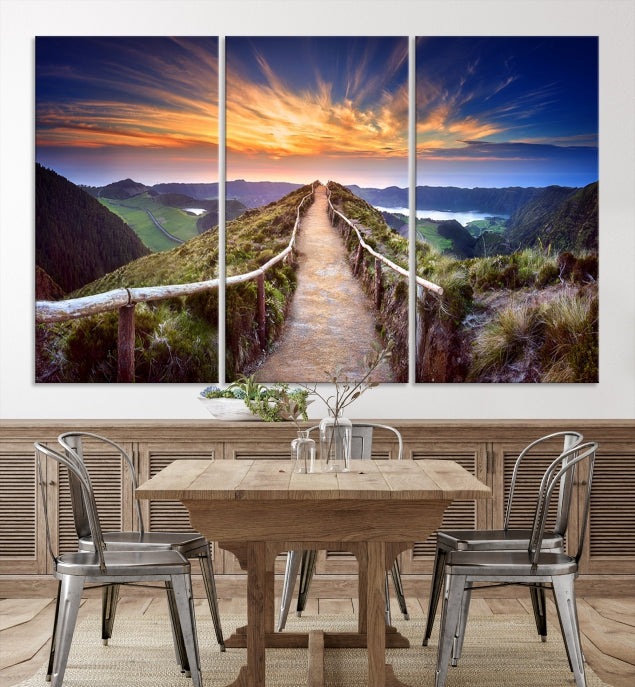 Mountain and Sunset Wall Art Canvas Print