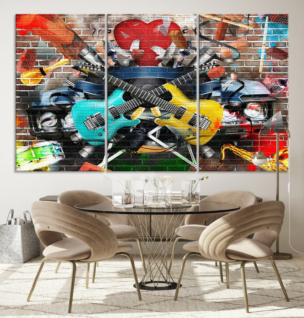 Arte de pared con collage de instrumentos coloridos Lienzo