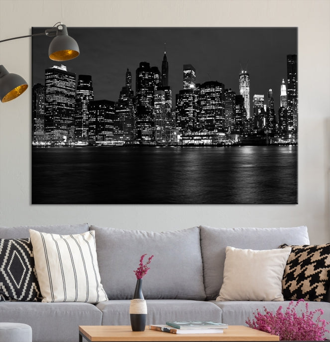 Impresión de lienzo de arte de pared de Nueva York, impresión de lienzo de arte de pared grande del paisaje urbano de la ciudad de Nueva York, impresión de lienzo del horizonte de Nueva York