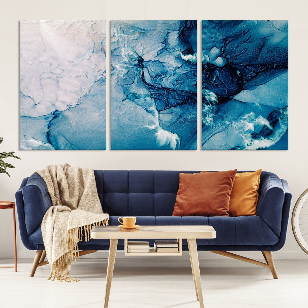 Blue Marble Large Wall Art Abstract Canvas Wall Art Print