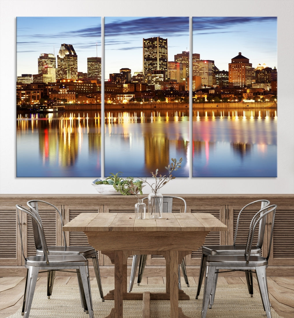 53014 - Impresión en lienzo con arte mural de la ciudad de Montreal, Canadá, Impresión en lienzo con arte del paisaje urbano de Montreal