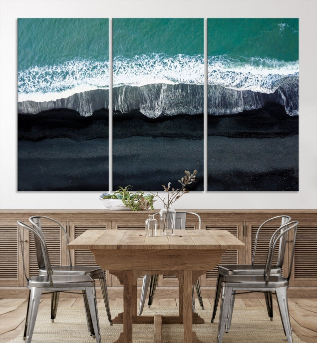 Green Sea Ocean Aerial Wall Art Canvas Print