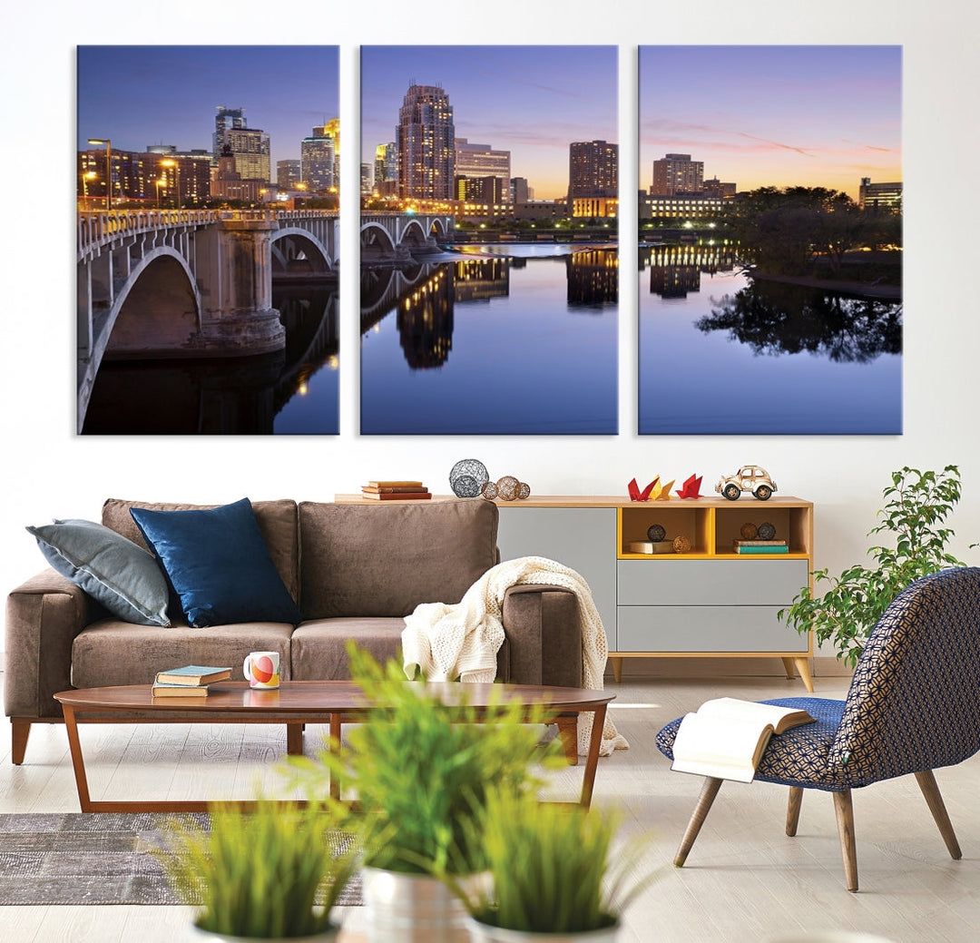 Impresión de lienzo de arte de pared de Minneapolis, impresión de arte de pared de la ciudad de Minnesota, arte de pared de paisajes urbanos de Minnesota
