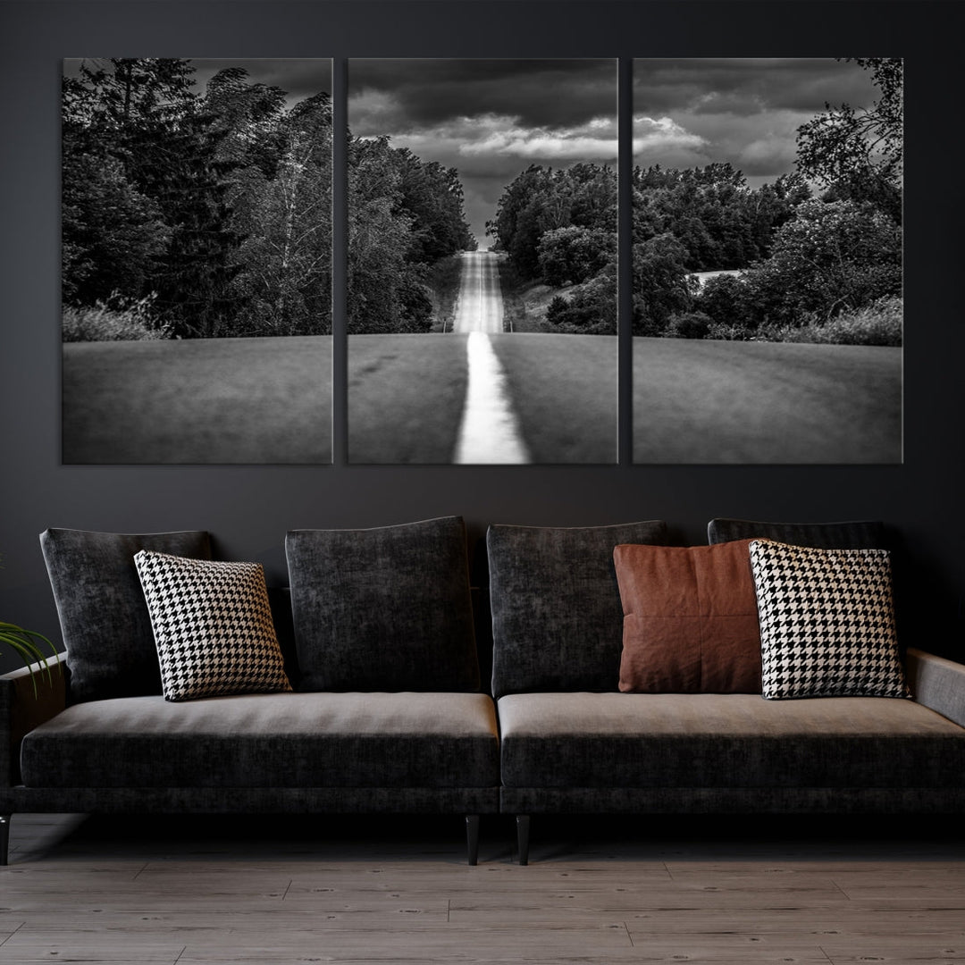 Art mural de route en noir et blanc Impression sur toile