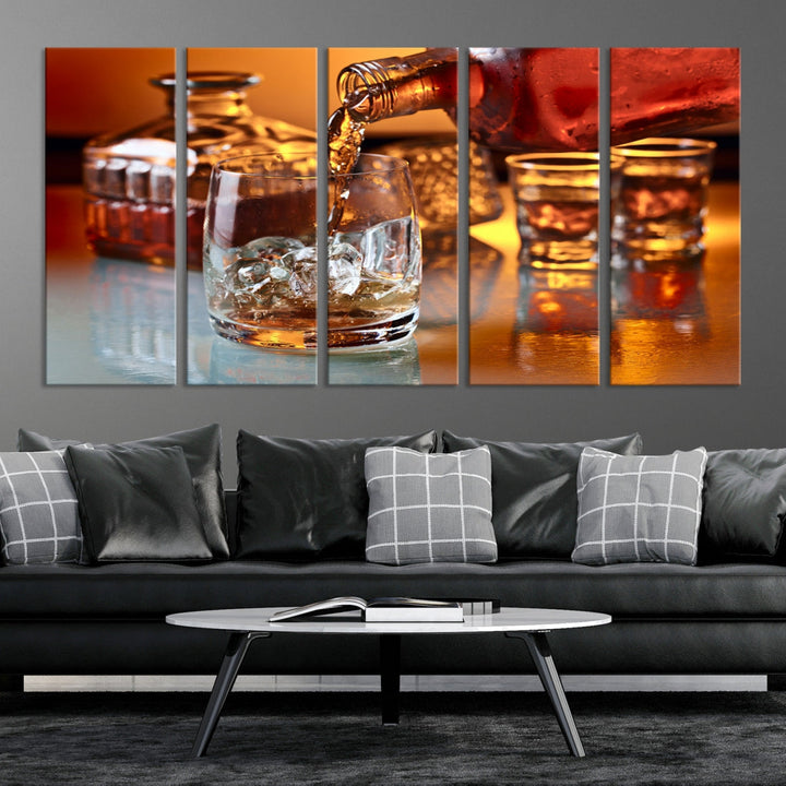 Elegant Whiskey Canvas Wall Art Print Scotch Art Bourbon Art