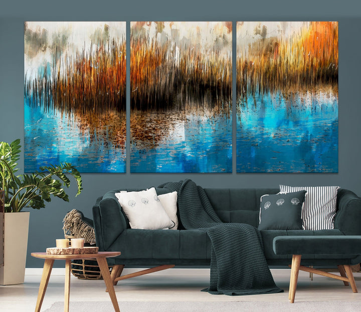 Restful Landscape Art Abstract Lake Canvas Print Wall Art