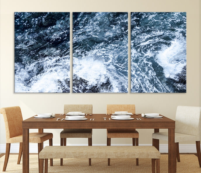 Ocean and White Bubbles Wall Art Canvas Print