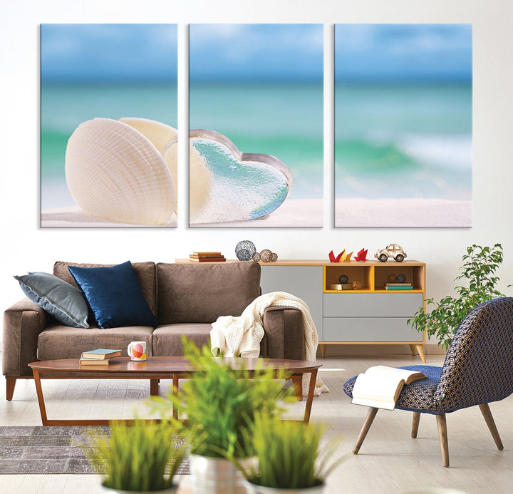 Beach Love Seashell Wall Art Canvas Print