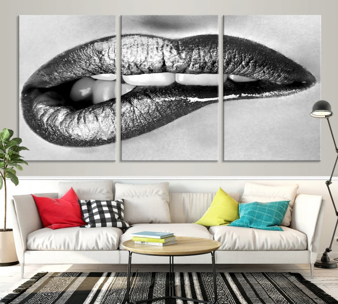 Lip Bite Wall Art Canvas Print