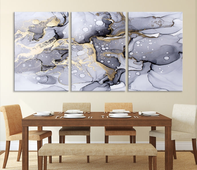Gray Marble Fluid Effect Wall Art Abstract Canvas Wall Art Print