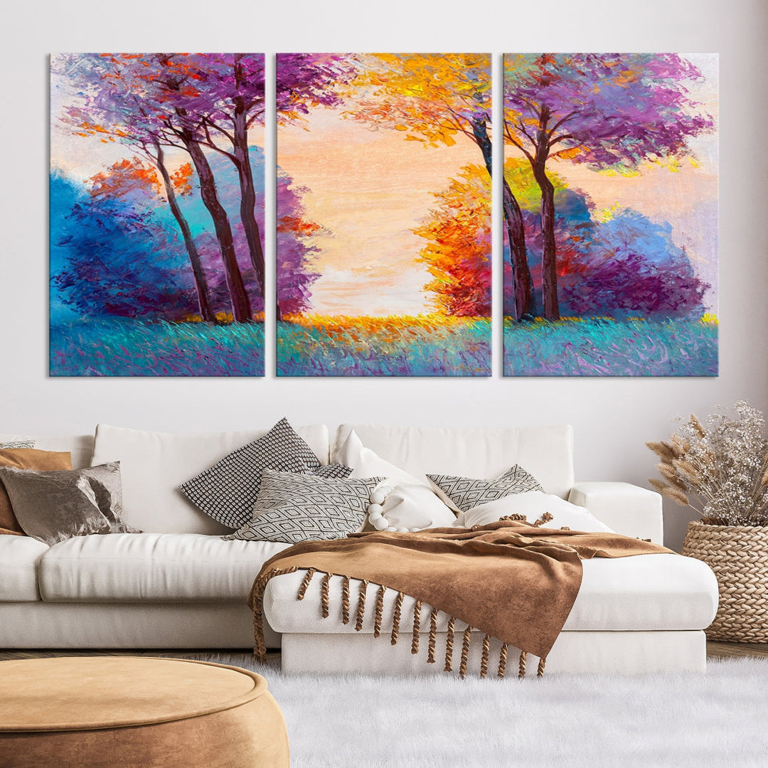Arte de pared de árboles con efecto de pintura al óleo Lienzo