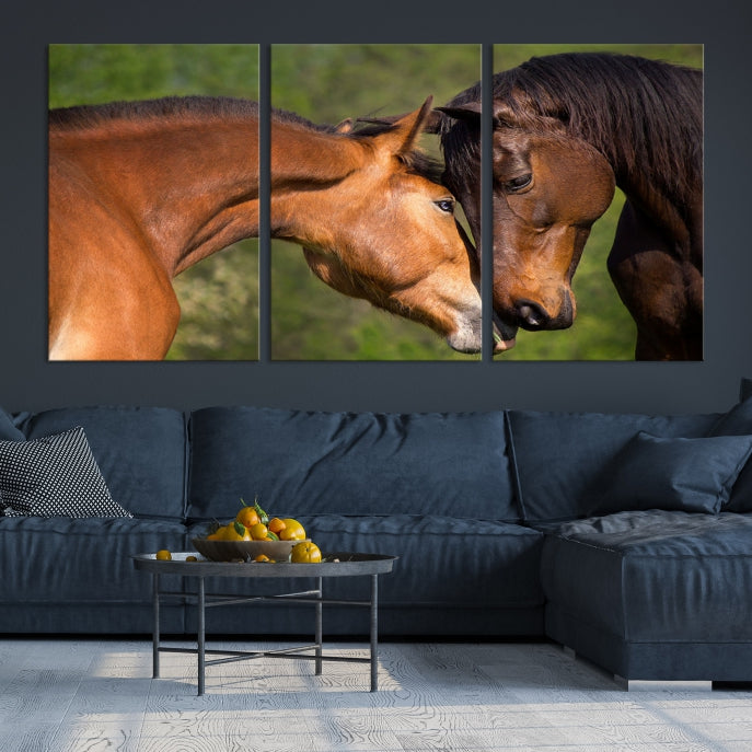 Adorable cheval amour mur art animal impression sur toile