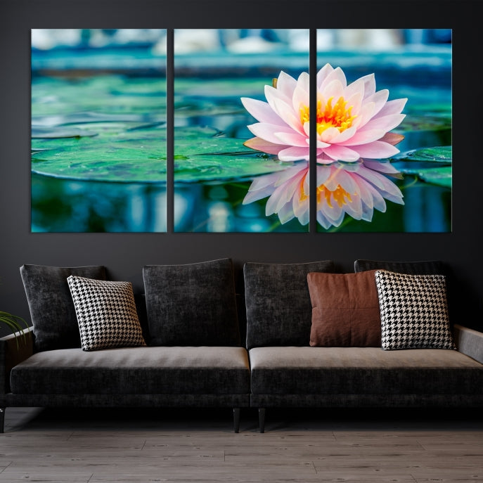 Impresión de lienzo de arte de pared de flor de loto, arte de pared de flor de lirio de lienzo grande,