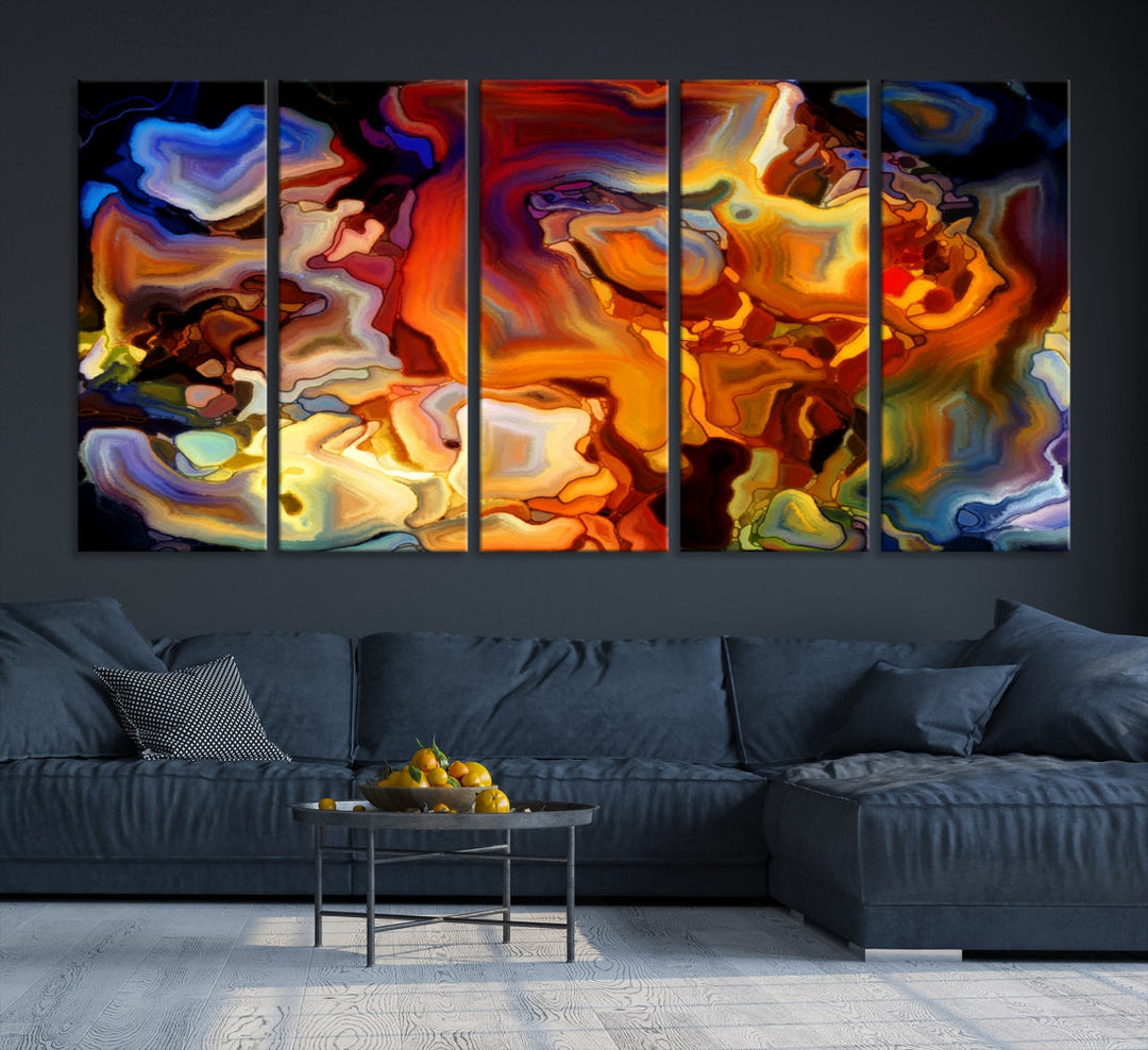 Flammes abstraites Toile Mur Art Impression Abstrait Marbre Art Impression Colorée Art