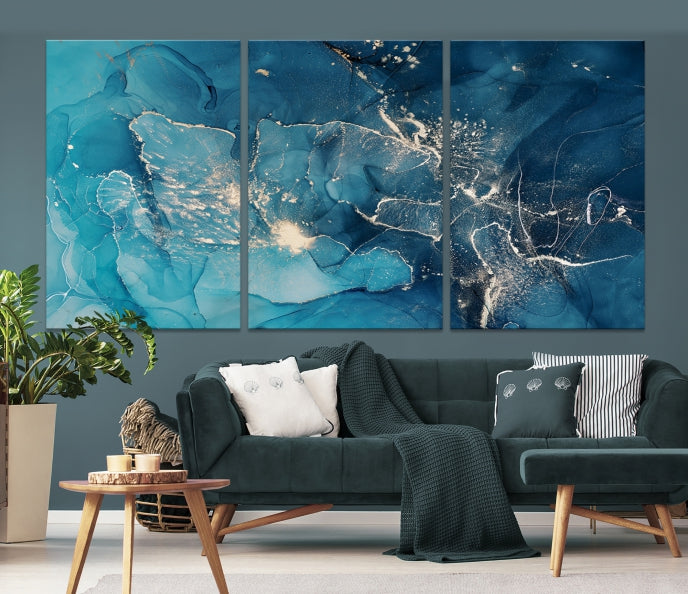 Green Marble Fluid Effect Wall Art Abstract Canvas Wall Art Print