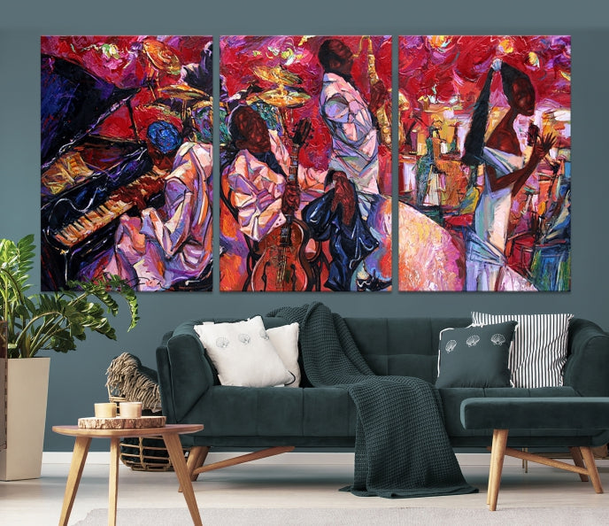 Arte de pared grande abstracto de orquesta de jazz Lienzo