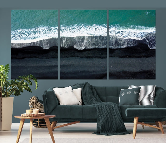 Art mural aérien de l'océan de la mer verte Impression sur toile