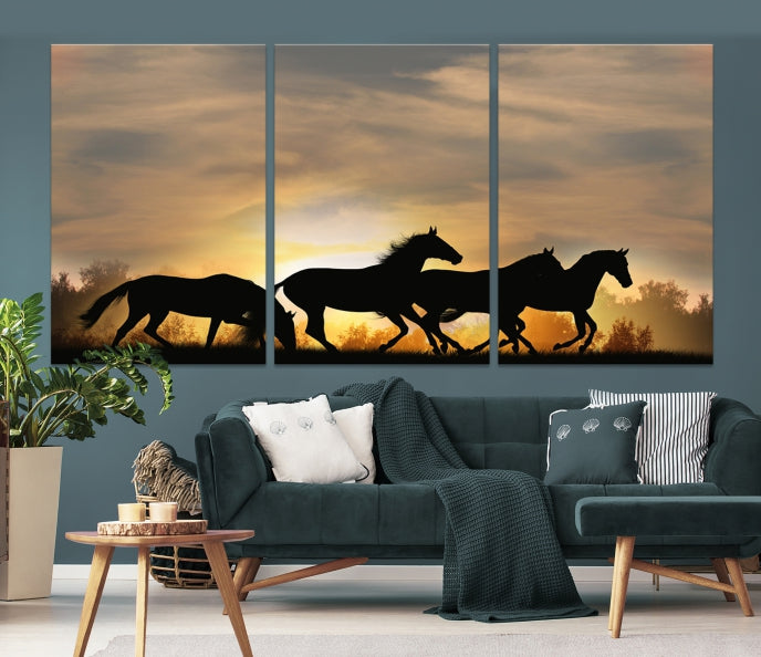 Art mural d'équitation de chevaux sauvages Impression sur toile
