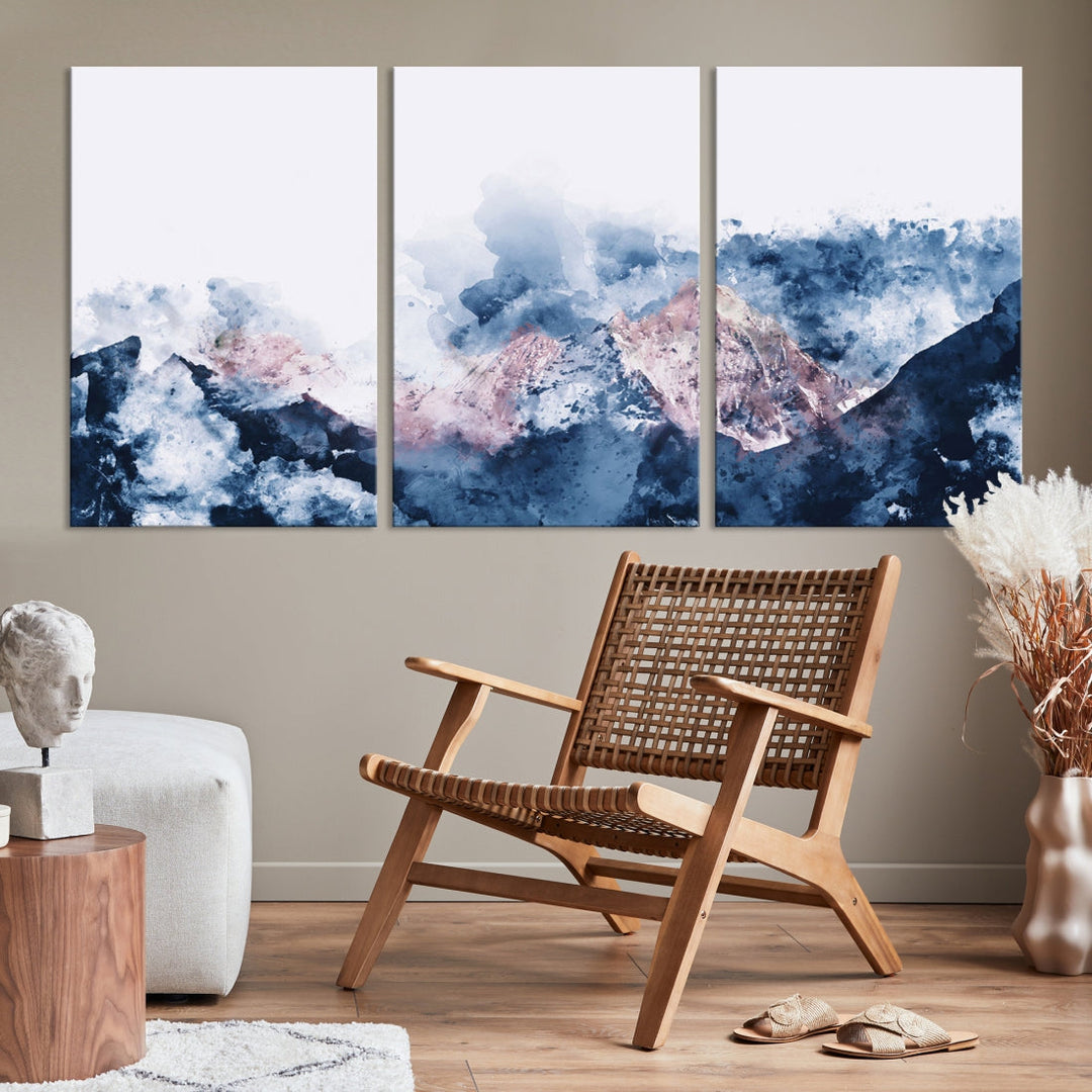 Peinture abstraite d'art de paysage de montagne Impression sur toile