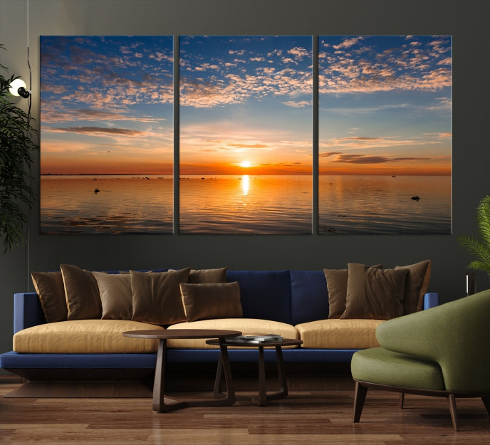 Sunset on the Sea Wall Art Canvas Print