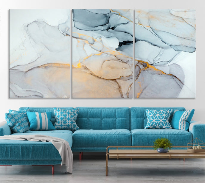 Efecto fluido de mármol pastel Arte de pared grande Lienzo abstracto moderno Impresión de arte de pared
