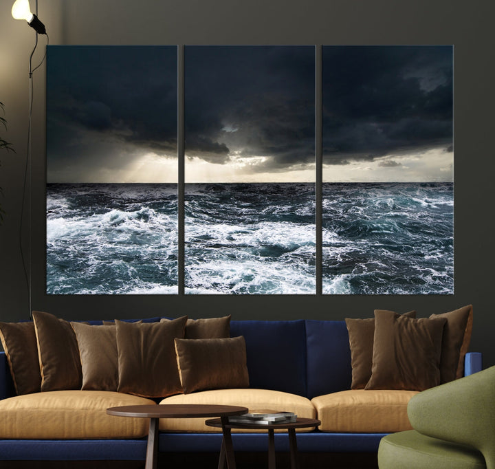 Océan et tempête impression sur toile suspendue grande impression océan et