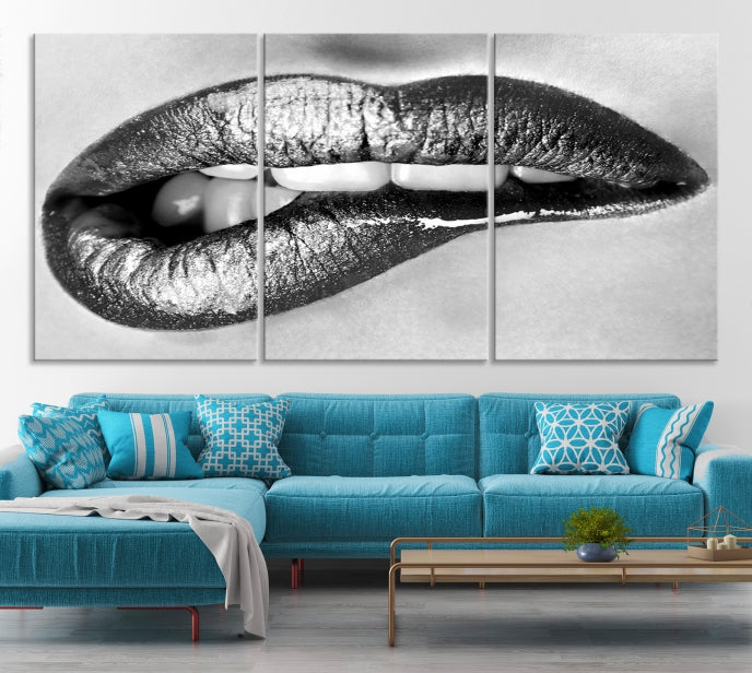 Lip Bite Wall Art Canvas Print