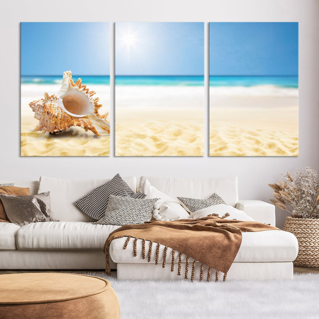 Coquillage sur la plage Sun Sand Wall Art Impression sur toile