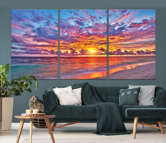 Colorful Sunset Seashore Wall Art Canvas Print